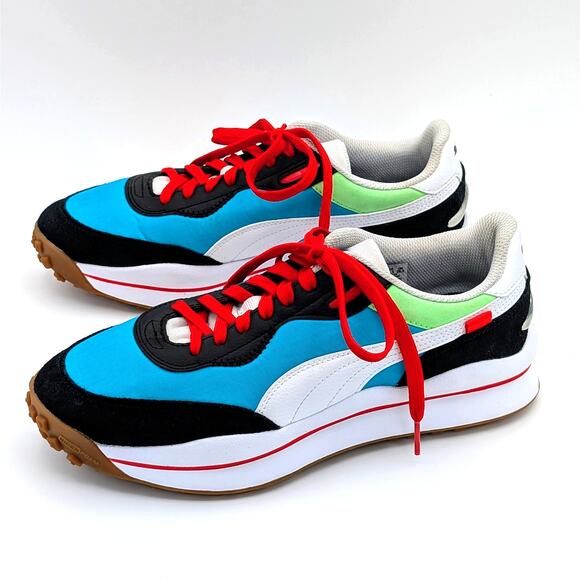 Puma Style Rider Skies Sneakers Mens 8.5 Scuba Blue 380576-01 Retro Urban Unisex - Picture 1 of 9